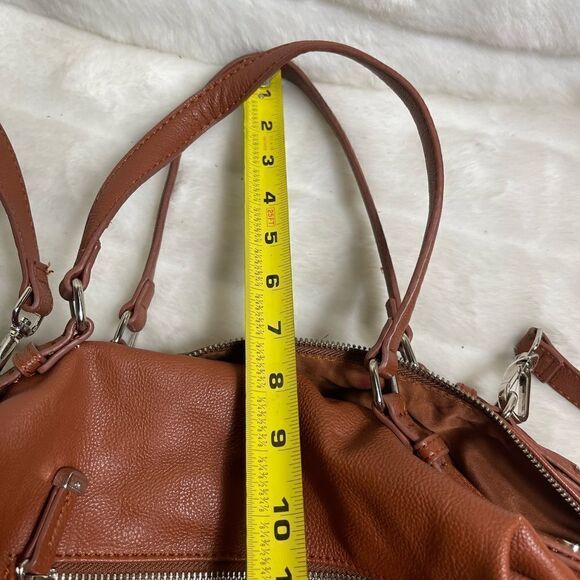 Big Buddha brown vegan zippered Satchel/shoulder bag gold tone hardwares. - Picture 6 of 14
